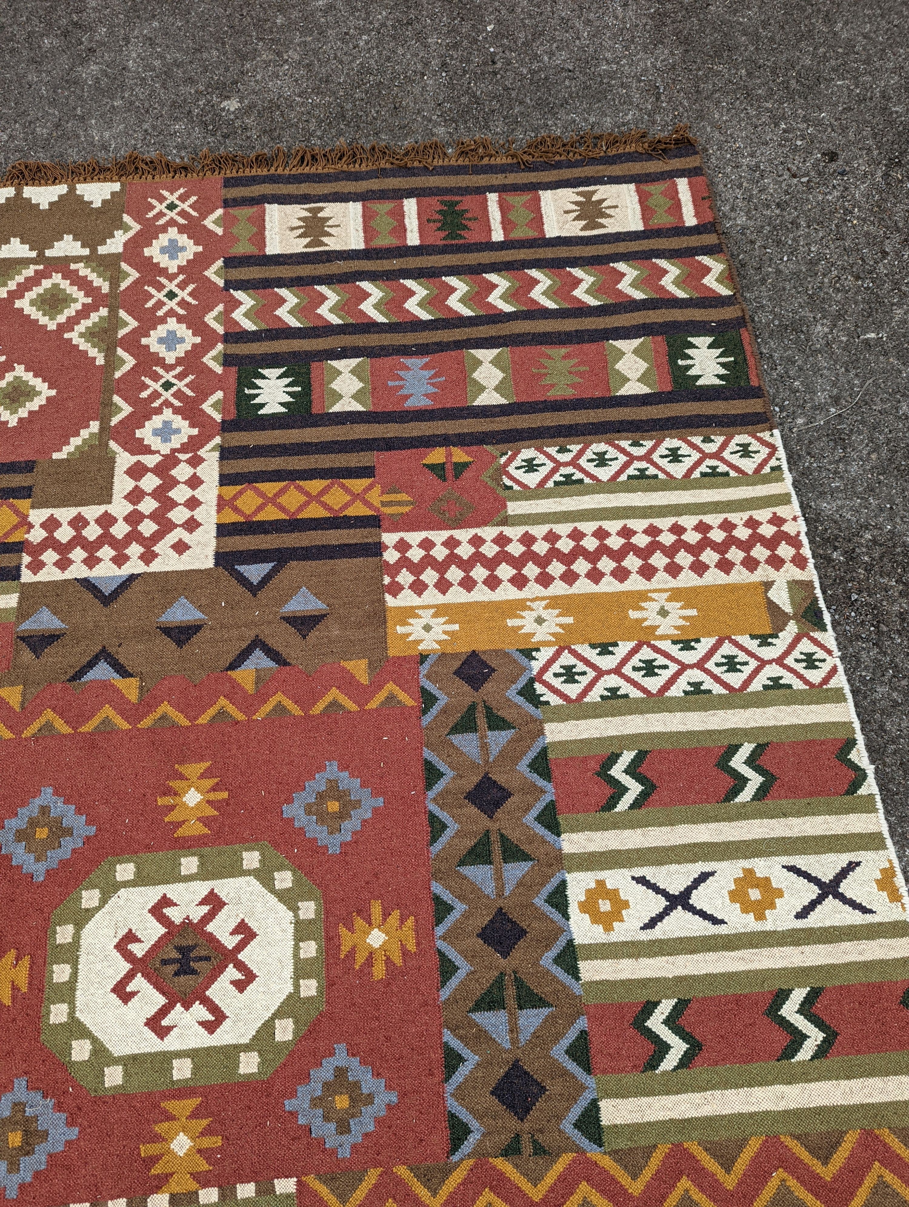 Three assorted Kilim flatweave carpets and rugs, 290 x 200cm, 240 x 170cm, 200 x 140cm